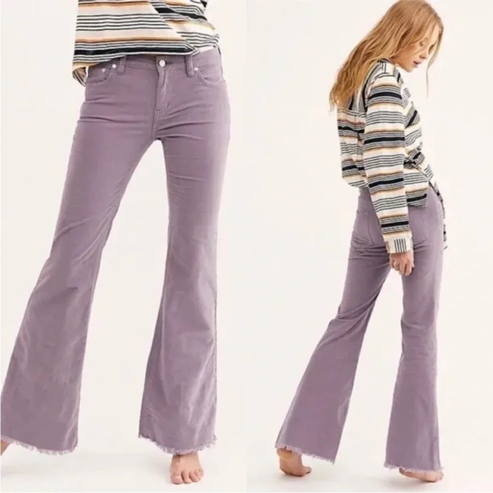 Free People Corduroy Flare Leg Pants Size 27 Boho Style - Picture 1 of 7